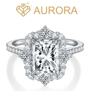 【#93 Casablanca】High Quality Full Moissanite main stone and side stone rings  with S925 Sterling Silver  Engagement Gift jewelry Synthetic Moissanite