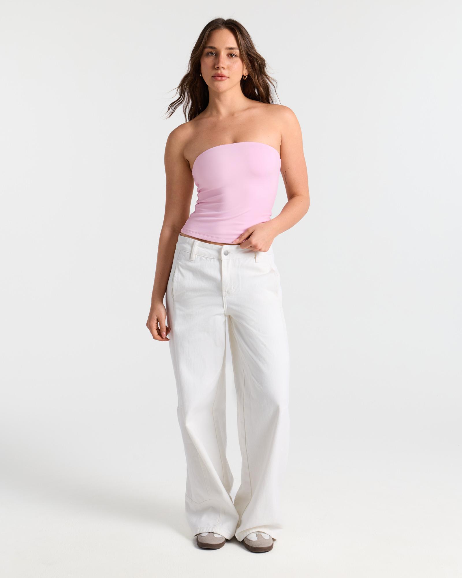 SOLBRACE Women's Double Layer Bandeau Crop Tube Tee, Buttery Soft High Stretch Fabric, Snatched Tight Fit Ultra Stretchy Not See-Through, Daily Layering Essential