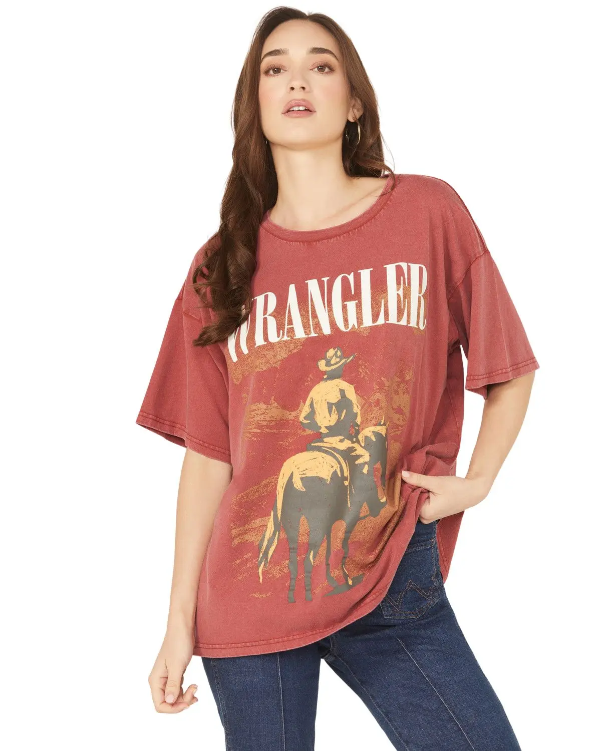 Wrangler Women's Retro Women'S Cowboy Logo Short Sleeve Oversized Graphic - 112368892