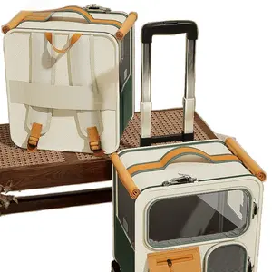 Large Capacity Multi Cat Pet Carrier Trolley Transparent Backpack Wheeled Luggage Portable Multi Function Cat Bag PP 10kg