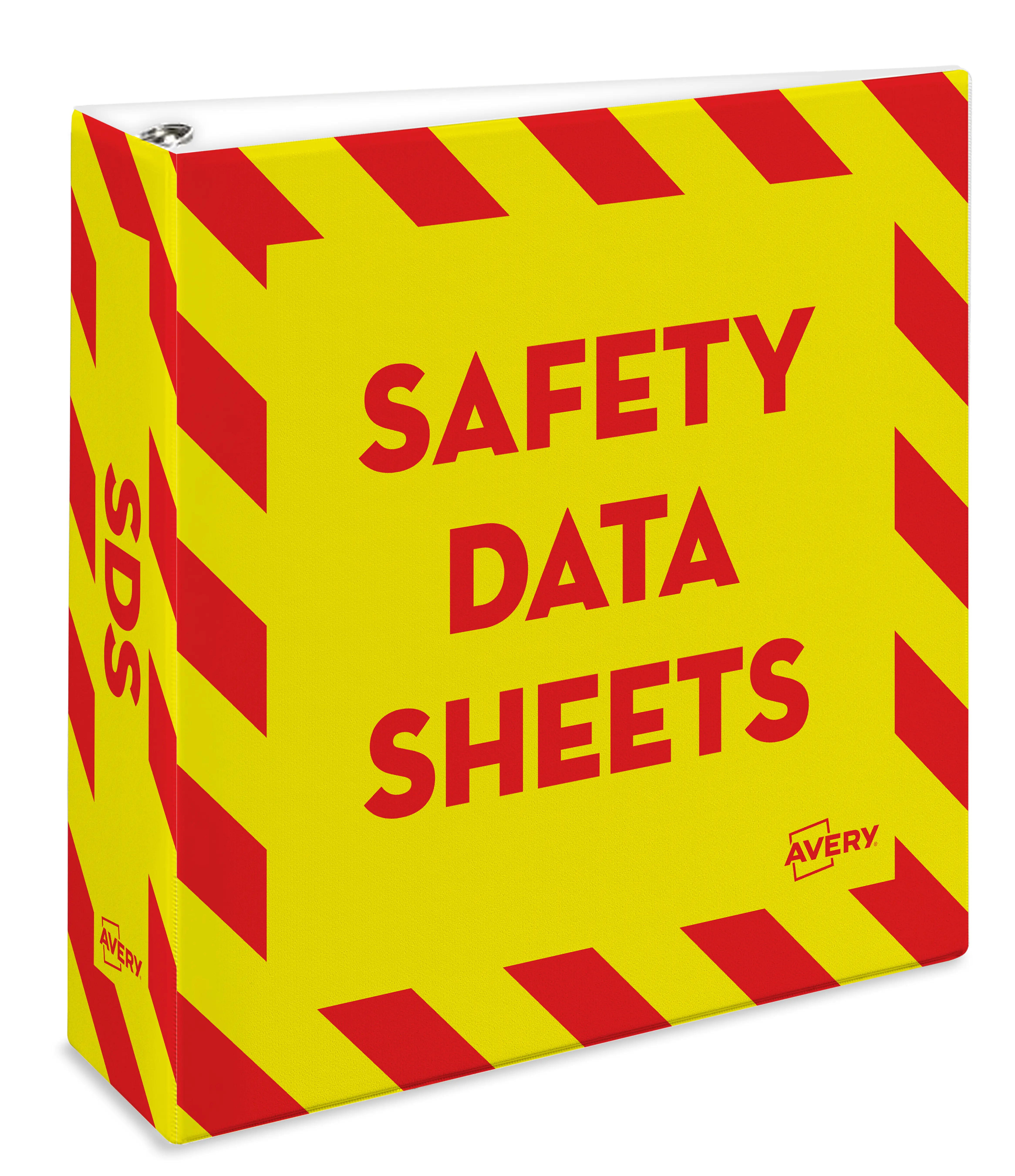 Avery Heavy-Duty Industrial SDS Binder, 3" One-Touch Rings, Yellow/Red Border (18952)