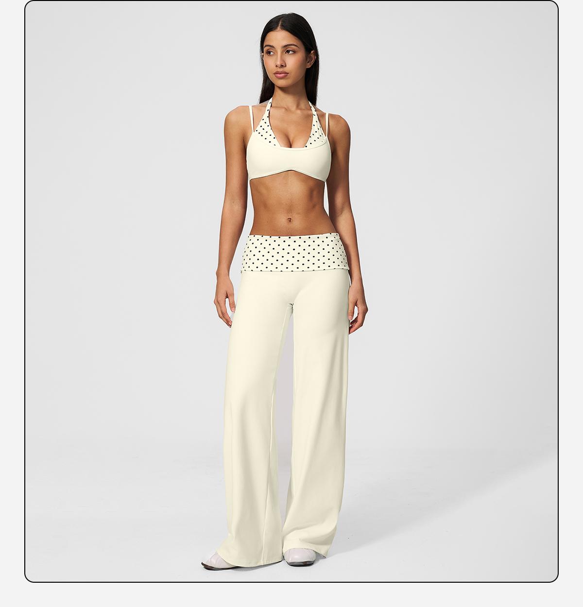 MFVIM women’s halter yoga set — breathable “naked feel” fitness bra and high-waisted wide-leg athletic pants, two-piece slim-fit training workout apparel