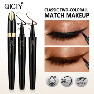 Women's 2-Pack Black and Brown Eyeliner Pencils, Ultra-Fine Tip Marker, Smudge-Proof, Waterproof, Long-Lasting, Quick-Dry Liquid Eyeliner Makeup Cosmetics