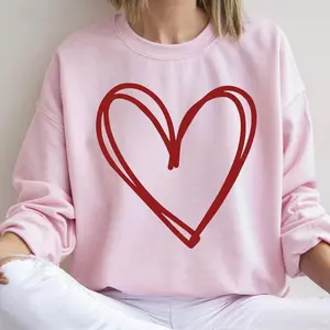 Double Heart, Sketch, Doodle, Love, Sweatshirt, Valentine's Day, Crew Neck, Women's, Crewneck, Valentine's Day, Love, Heart, Cupid