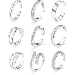 18K Gold Filled Gold Toe Rings for Women Adjustable Silver Toe Rings Foot Jewelry for Summer Beach