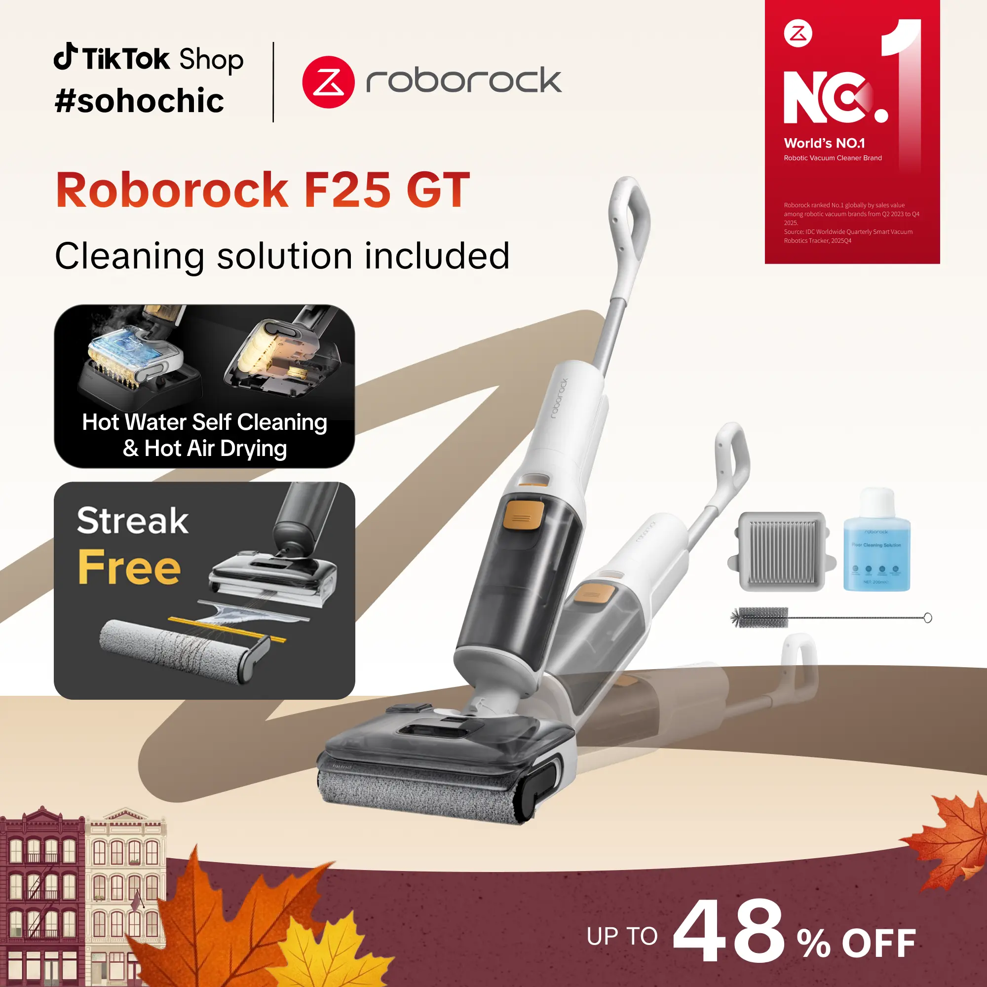 [SaleLink] Roborock F25 Series GT Wet Dry Vacuum Cleaner, Hot Air Drying & High temperature Self Cleaning, with 20000Pa, Edge Cleaning, Wet Mop Cleaner for Hard Floor, Cordless, Lightweight -Household Appliances #roborocknewarrives #tiktokshopstockup