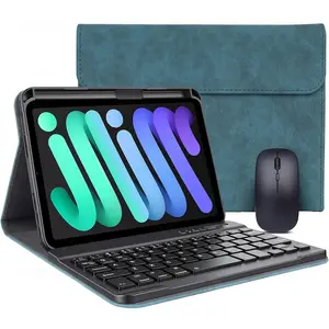 Case Keyboard for iPad mini A17 Pro,8.3 Inch iPad mini 7(2024) & mini 6(2021), and Detachable   Keyboard, PU Leather Cover with Auto Sleep/Wake,Green