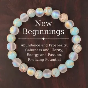 Handcrafted Unisex Bead Jewelry Bracelet Genuine Healing Aura Quartz And Natural Sea Sediment Bead Energy Balancing Bracelet For Men & Women, Homeopathic Crystal Jewelry For Prosperity, Peace, Clarity, Calm And Abundance, Wedding Party Gift