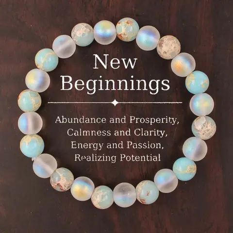 Handcrafted Unisex Bead Jewelry Bracelet Genuine Healing Aura Quartz And Natural Sea Sediment Bead Energy Balancing Bracelet For Men & Women, Homeopathic Crystal Jewelry For Prosperity, Peace, Clarity, Calm And Abundance, Wedding Party Gift