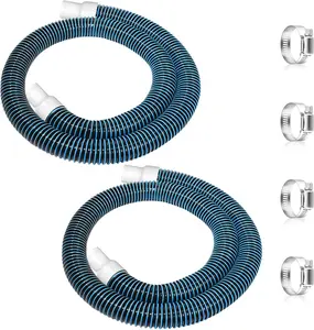 2 Pack 1.25*59in 2026 Upgraded EVA Flexible Pool Pump Replacement Hoses with Tube Head and 4 Metal Clamps, Heavy Duty Blue Pool Hoses for Above Ground Pools