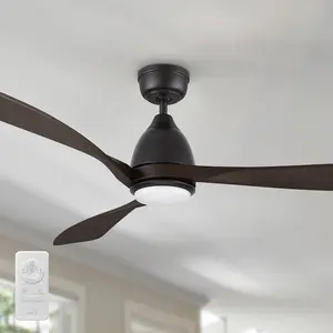 Nephele Black Wood Ceiling Fan with LED Light and Remote 60 inch
