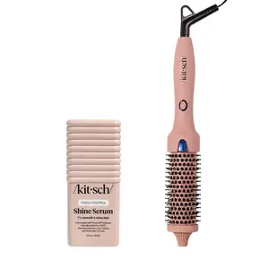 Kitsch Anti-Frizz Combo: Glass Hair Shine Serum & Terracotta Round Thermal Brush for Smooth Shine & Frizz Control