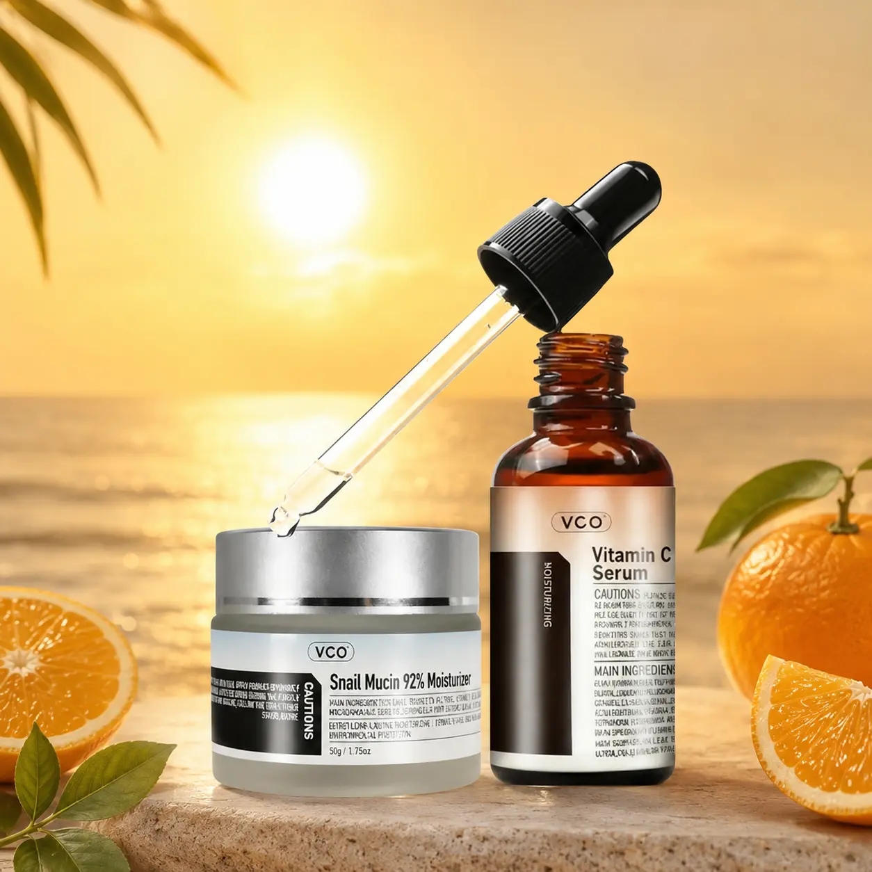 VGO Snail Mucin Facial Skincare Multi-Pack - Hydrating Facial Serum & Moisturizing Cream Duo, Easy to Layer, Unisex Daily Care, Simple Routine for All Skin Types, Smooth Complexion Support, Face Care Products