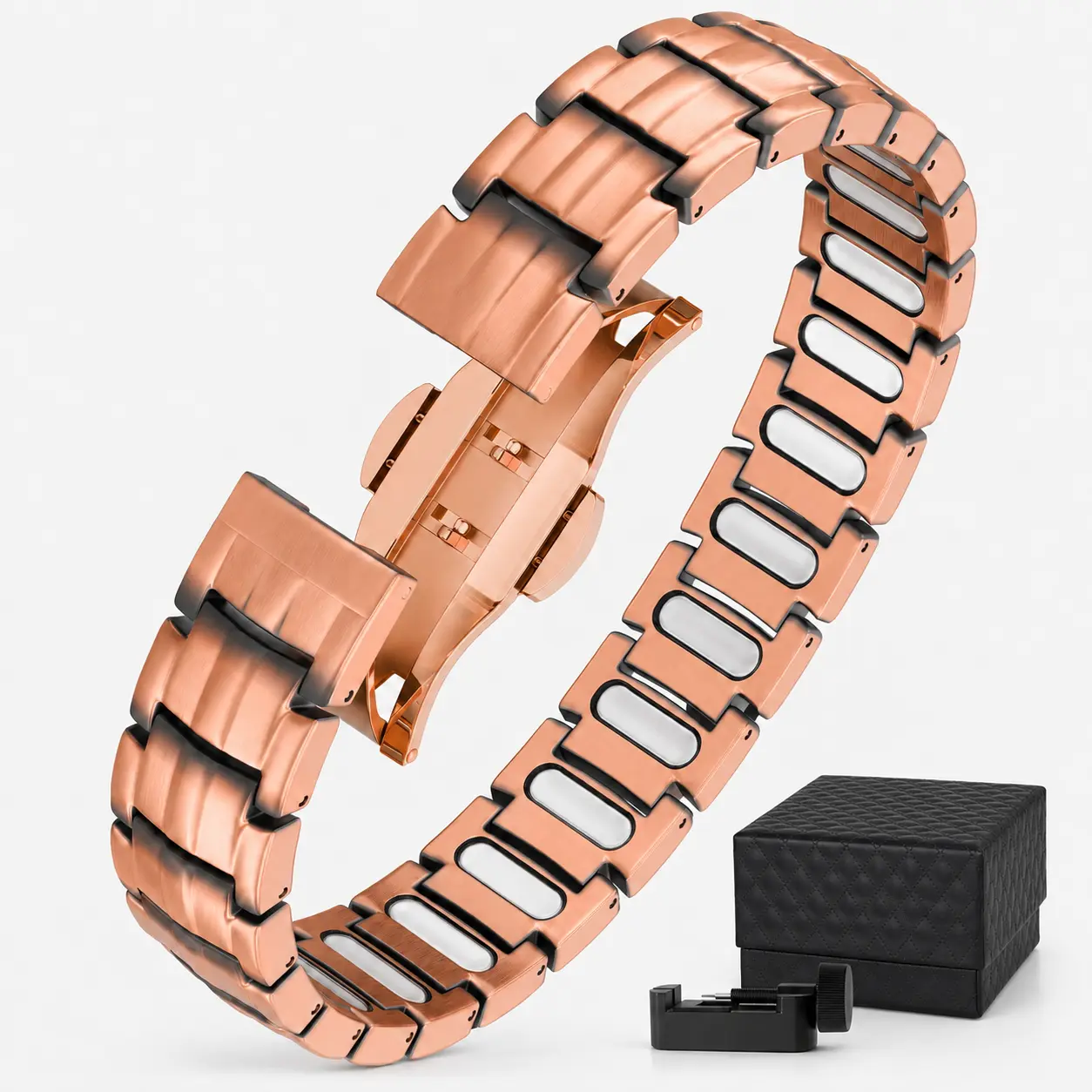 Luxury 99.9% Pure Copper Magnetic Bracelet, 5000 Gauss Double Row Magnets, Silver Polished Gift Box, Adjustable Unisex Bracelet