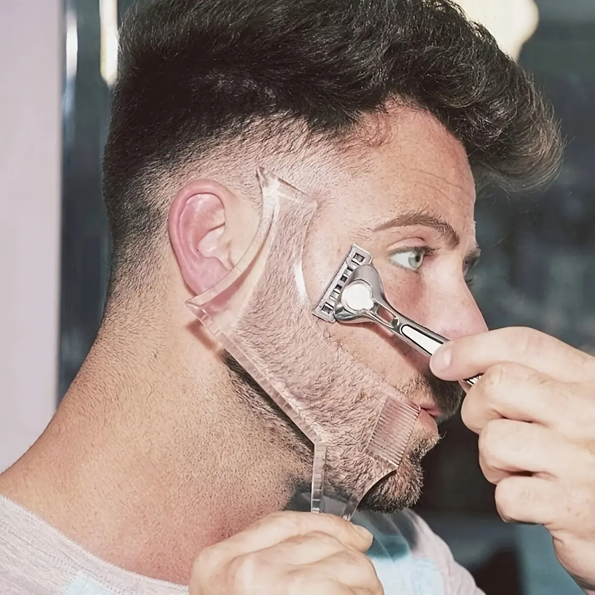 Men's Beard Template Styling Tool Double-Sided Beard Shaping Comb Beauty Tool Shaving Shaver Shaver Tool