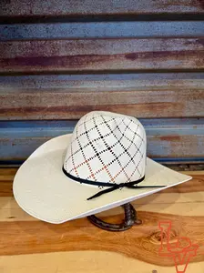 Los Vaqueros Straw Hat Regular Crown Patchwork White