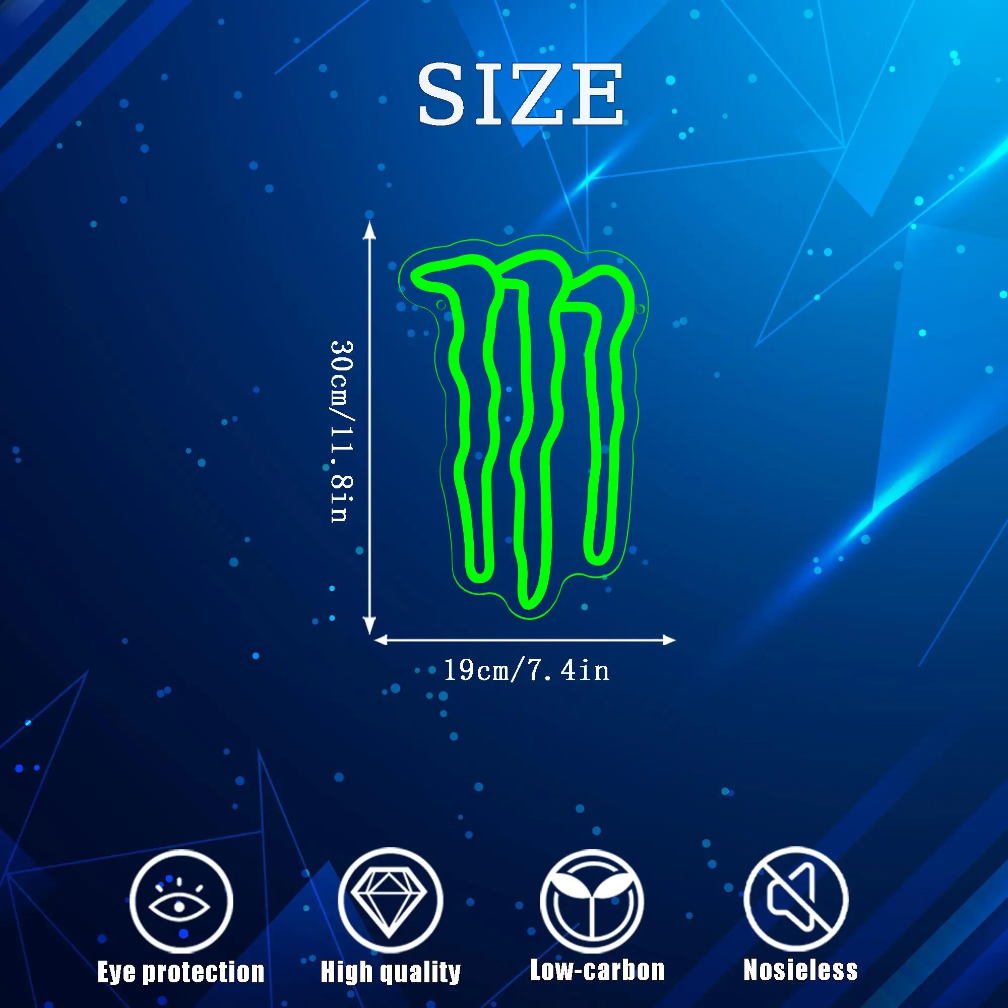 Green Monster Neon Sign, Monster Claw Scratch Shaped Light up LED