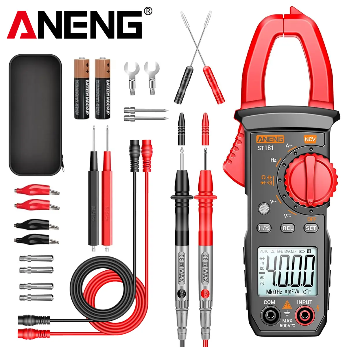 ANENG ST181 Digital Clamp Meter,Multimeter Tester,4000 Count,NCV,Amp Voltmeter | Measures AC Current, AC/DC Voltage,Capacitance, Resistance, Diodes, Continuity Frequency Backlight Electrican Tools