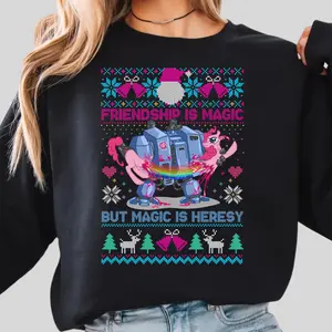 Friendship Is Magic But Magic Is Heresy Shirt, W4rh4mm3r x P0ny Ugly Christmas Sweatshirt, Unisex Sweatshirt Hoodie
