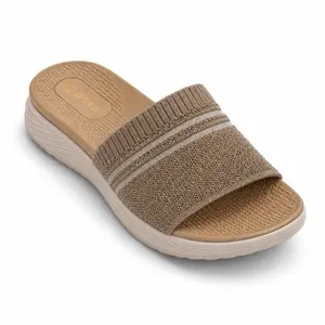 Women’s Glitter Knit Slip-On Slide Sandals, Ultra-Light Platform Sole Footwear, Soft Cushioned Round Toe, Breathable Mesh, Sparkling Detailing for Casual Wear