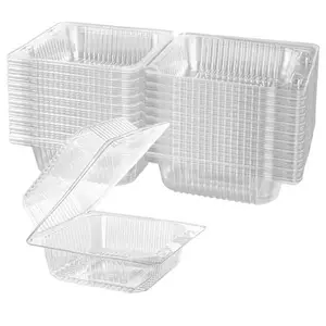 50 Count Clear Plastic Hinged Take Out Containers Clamshell Takeout Tray Food Clamshell Containers Outside Diameter for Dessert, Snacksetc, Cakes Slice, Cookies, Salads