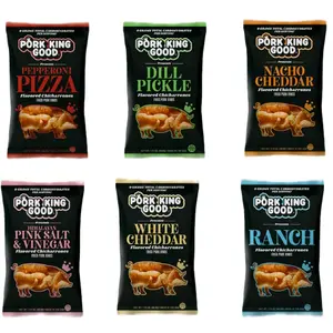 Pork King Good 4-Pack Crispy Snack Variety Pack - Pepperoni Pizza, Dill Pickles, Nacho Cheddar, Pink Salt & Vinegar, White Cheddar, Ranch Flavors