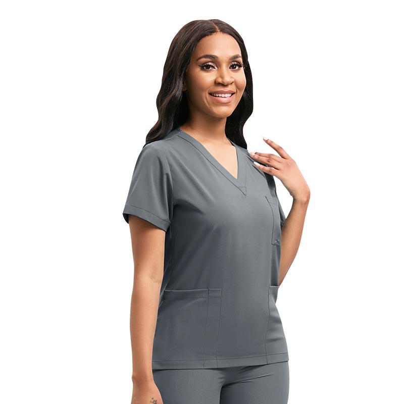 Scrub Tops for Men Women V-Neck Scrubs Unisex Stretch Nursing Shirts Medical Uniform Workwear with 3 Pockets