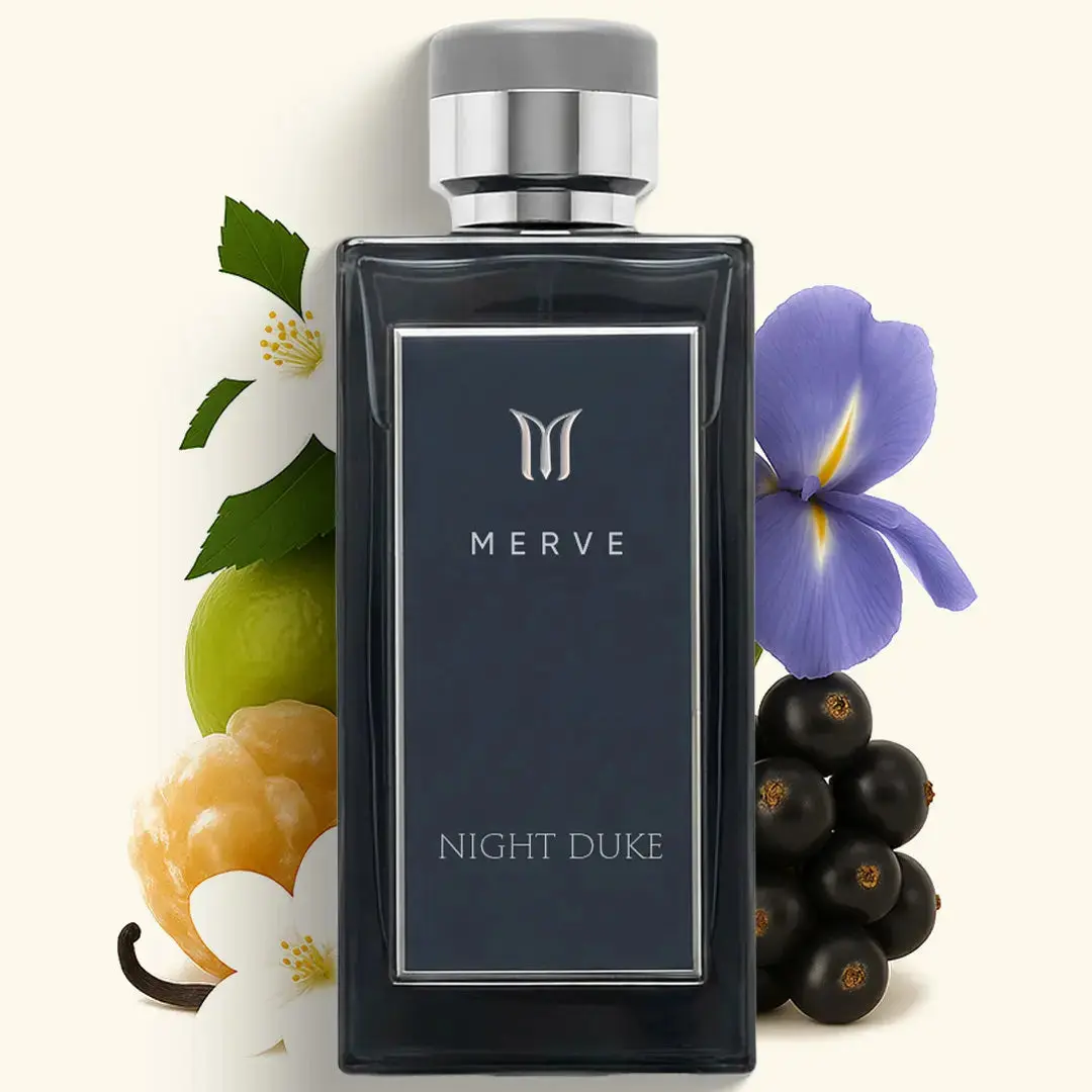 Merve Night Duke Cologne For Men 3.4 oz | Long Lasting 12+ Hours | Amber, Bergamot, Ambergris, Citrus, Aquatic, Floral, Marine | Eau de Parfum | Vegan & Cruelty Free | Gift for Him