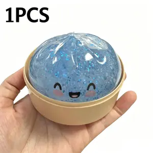 【Blind Box】 Glitter Dumpling Squishy with Steamer Box, Soft Sensory Fidget Steamed Bun Squeeze Tool for Adult And Child Stress & Anxiety Relief