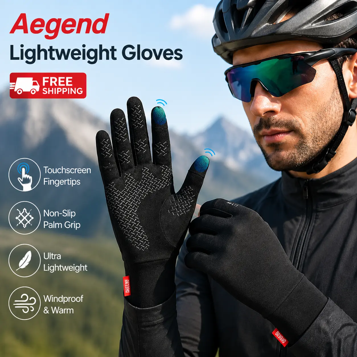 Aegend Lightweight Winter Gloves for Men Women, Warm Running Gloves for Hiking, Work & Outdoor Sports,  Touchscreen Thermal Glove Liners for Cold Weather Driving, Cycling & Hiking, fitness Gym, Non-Slip, Stretchy, Durable, All season, Mens Gifts