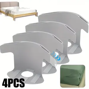 4-Point Bed Sheet Holder with Non-Slip, Stable Design - Hidden Snap Clips for Secure Bedding, Easy Installation, Durable Polypropylene (PP) Material, Available in White & Gray, Bed Sheet Holder, Smooth End, Robust Build