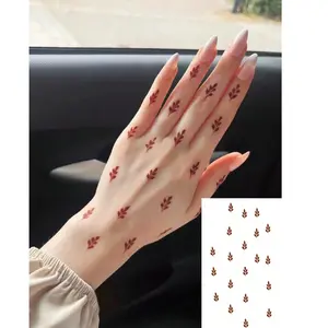 2pcs Washable Temporary Y2K Style Leaf Hand Tattoo Sticker, Waterproof & Sweat-Proof, Suitable for Fashionable Daily Use, Henna Tattoo Sticker
