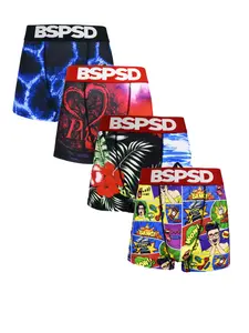 Men's Underwear Set, Breathable Summer Briefs, Fashion Printed Boxer Shorts, Comfortable Fit, Casual Style, 4-Piece Pack