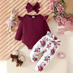 Elegant Baby Unisex Outfit Set with Floral Pants – Cute Infant Clothes for 3–18 Months, Perfect Birthday Gift, Soft & Stylish Baby Clothing for Photos, Daily Wear, Special Occasions