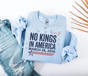 Youth & Adult No Kings in America March 28 2026 Sweatshirt, Patriotic Protest Crewneck, AntiTrump Graphic Hoodie, Nope Kings Statement Tee, Retro Political Activism Streetwear Gift