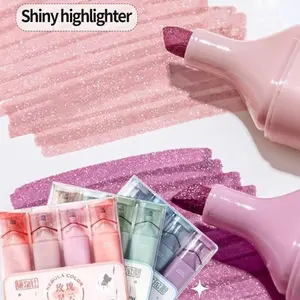 28 Colors Fluorescent Pens, 1 Box of 4, Student Stationery Glitter Markers, High Capacity Colorful Markers, Art Markers, Back-To-School Supplies