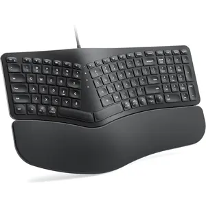 RT05C Wired  Keyboard, Split Keyboard with Cushioned Wrist Rest, Adjustable Tilt , Plug and Play, USB Corded, Compatible with Windows/