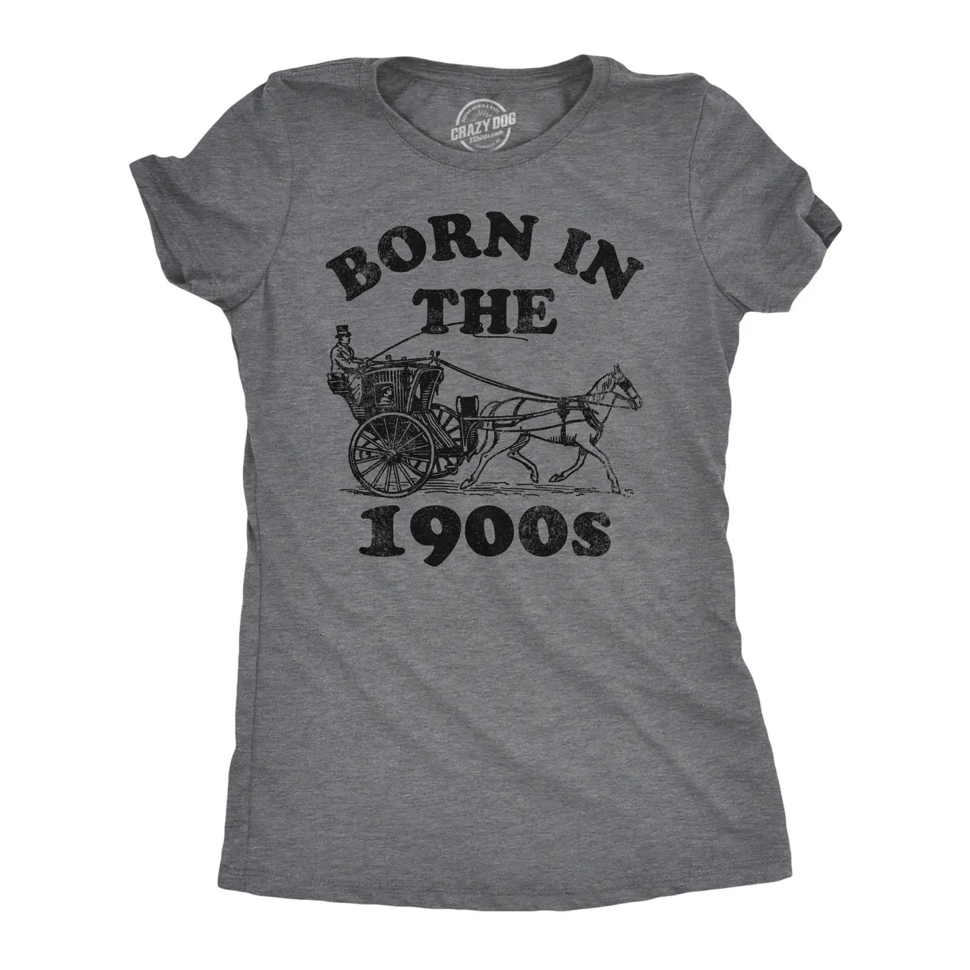 Womens Funny T Shirts Born In The 1900s Sarcastic Graphic Tee for Ladies Funny Womens T Shirts Cute Vintage Fashion Casual Ladies T-Shirt Gift Funny Birthday Top Women's Novelty Tees Dark Grey