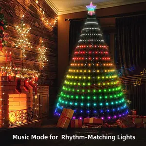 Smart Christmas Tree Lights String, 256/280 LED Color Changing, DIY Waterfall Effect, APP & Remote Control, Music Sync, Timer Function