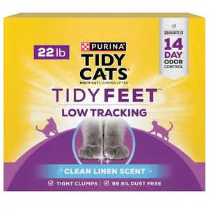 Purina Tidy Cats Tidy Feet Clumping Low Tracking Cat Litter With Odor Control – Clean Linen Scent - 22 lb. Box