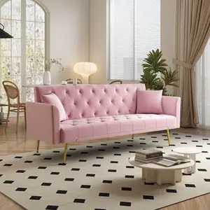 Foldable Sofa Bed | 72 "Velvet Convertible Sleeper Sofa | American Vintage Style Chair Bed Futon Sofa Sofa Baratos Salon for Living Room, Bedroom and Small Space