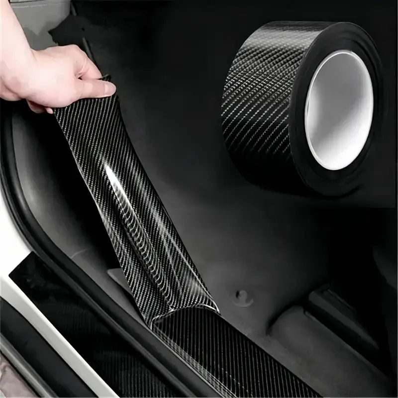 Carbon Fiber Vinyl Car Door Sill Protector Stickers - DIY Install, Anti-Scratch, Waterproofing, Cold Resistant Matte Nano Film, Door Protection, Automotive Exterior Decor Accessory