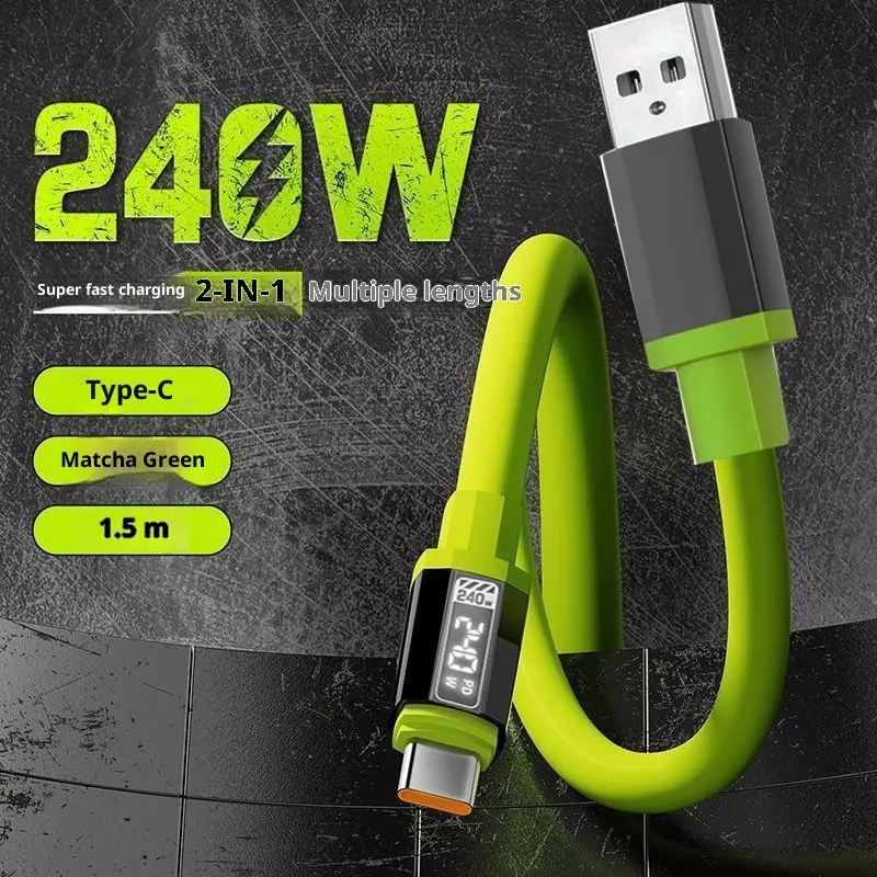 240W Fast Charging USB-Type C Cable - Universal Data Cable for Cellphones, Mobile Smartphones, Tablets, Cellphone