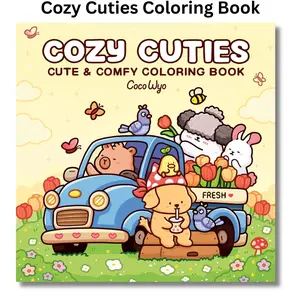 Cozy Cuties: Coloring Book for Adults and Kids Featuring budding gardens, baby animals, and sunny skys (Cozy Spaces Coloring)