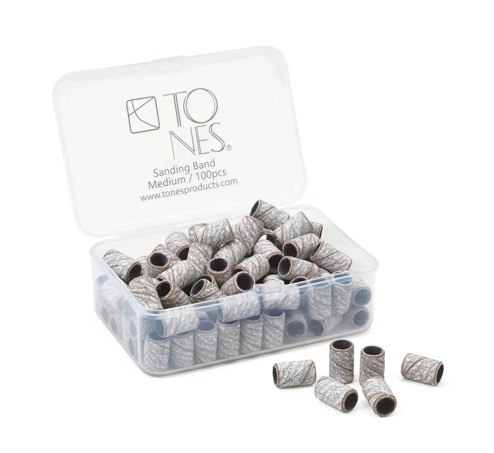 TONES Medium 150 Grit White Zebra Sanding Bands 100 Pcs - Nail Care & Salon Supplies for Gel Acrylic Smoothing Manicure Kit Foot File Tool.
