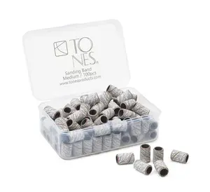 TONES Medium 150 Grit White Zebra Sanding Bands 100 Pcs - Nail Care & Salon Supplies for Gel Acrylic Smoothing Manicure Kit Foot File Tool.