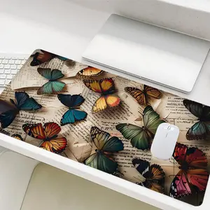 Vintage Butterfly Pattern Mouse Pad, Rectangle Gaming Mouse Pad, Non-Slip Mousepad, Office Desk Keyboard Mouse Mat for Home Office Game