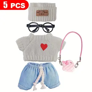 This 5pcs Set Is Designed for Labubu Dolls, Suitable for 6.69-Inch/6.69 inch Dolls. It Includes a Heart Sweater, Pants, And a Hat, Making It a Cute Accessory for Play And Display. It'S a Lovely Collection for Children And Boys And Girls