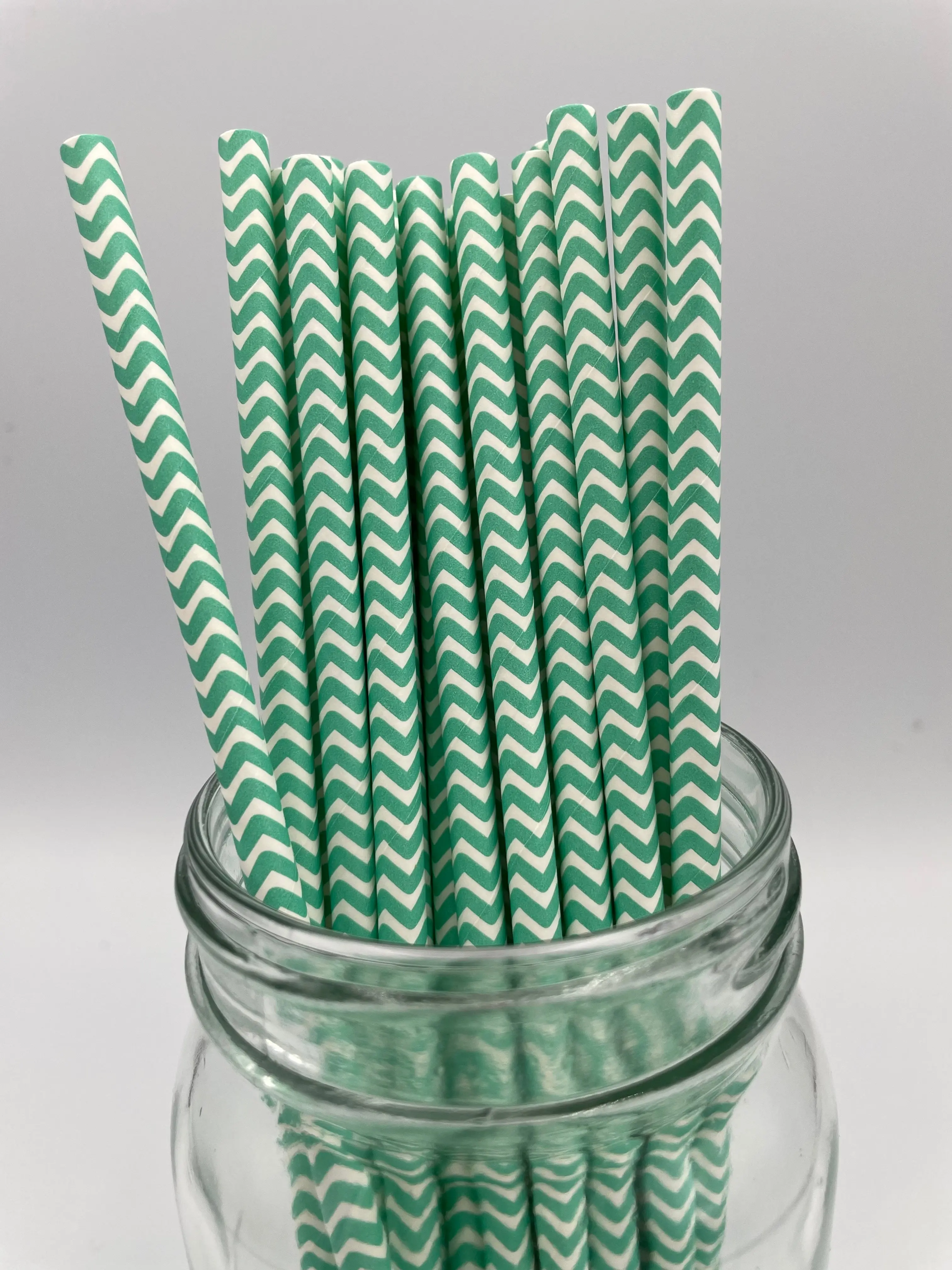 Paper Straw Green Chevron Paper Straw Green Chevron