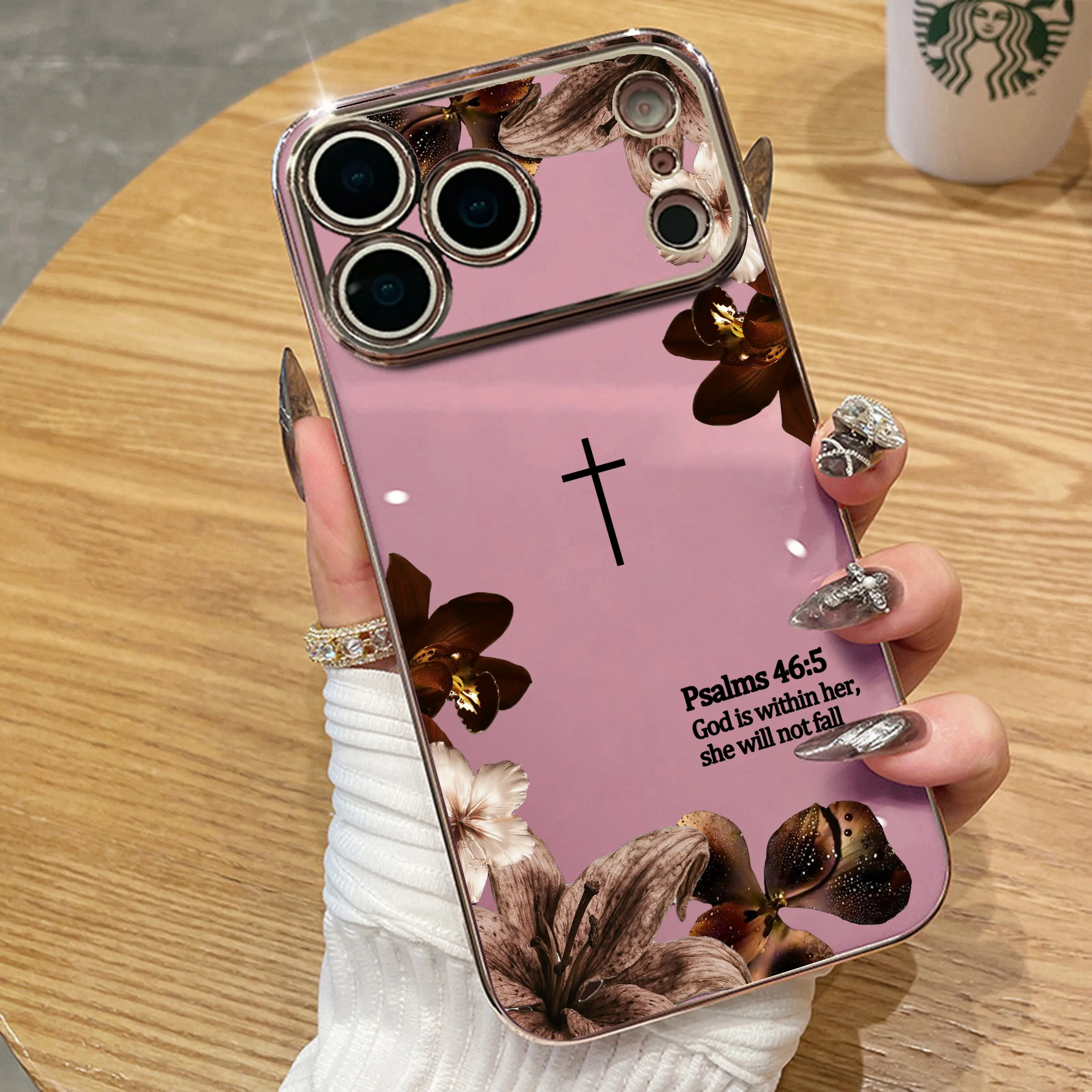 Luxury Plating Bible Verse Phone Case For Christian Women Phone case for iPhone 17Pro Max Air 16 15Plus 14 13 12 11 cases Cross Floral Religious Gift Protective Shockproof Cover Elegant Church Accessory Anti Fingerprint Drop Protection.NN143